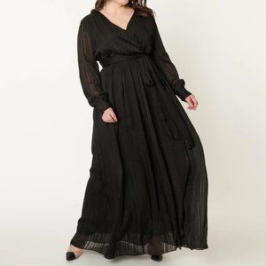 Unique Vintage Black Sparkle Chiffon Maxi Dress 2XL